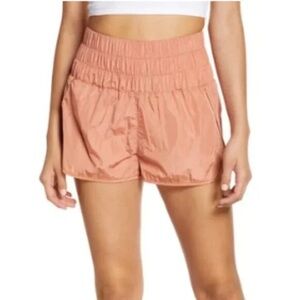 Free People Movement Peach Running Shorts Smocked Waist Lightweight Activewear L